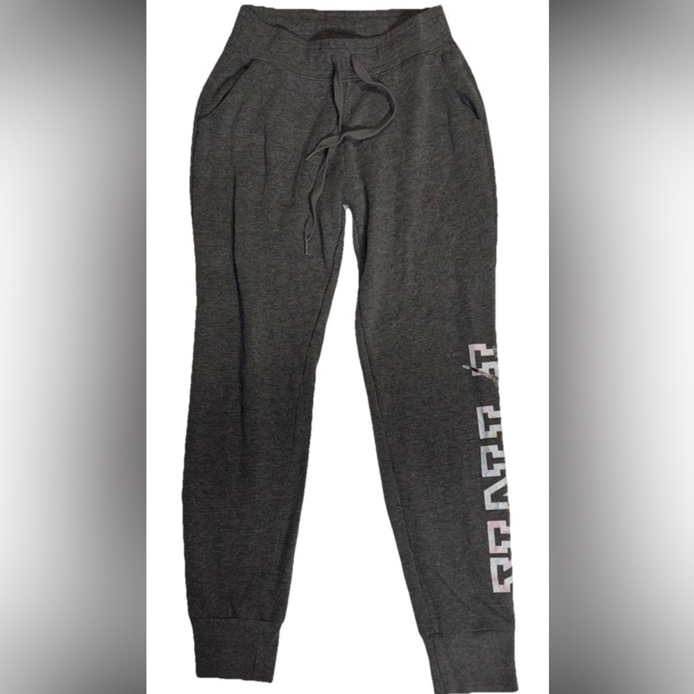 Pink Victoria’s Secret Y2K Joggers SZ.S Irredescent  Spellout Grey Draw String